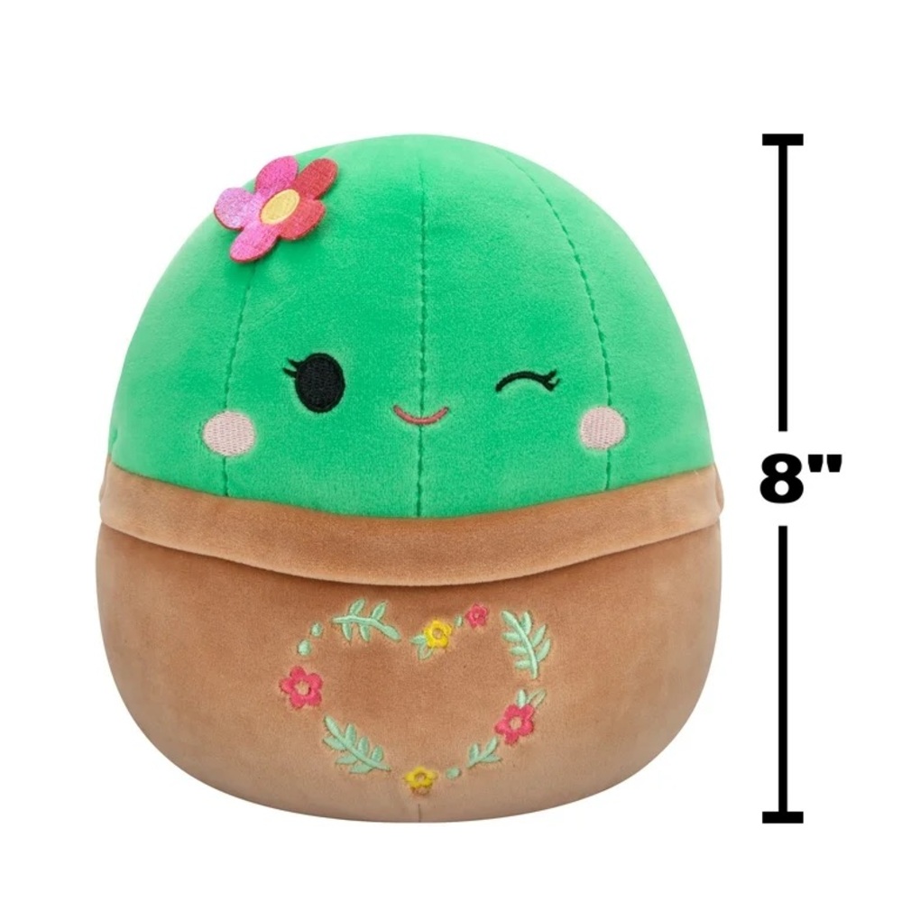 Squishmallows Shadi the Cactus 8” Plush – Valentine’s Edition Purple Flower– NWT